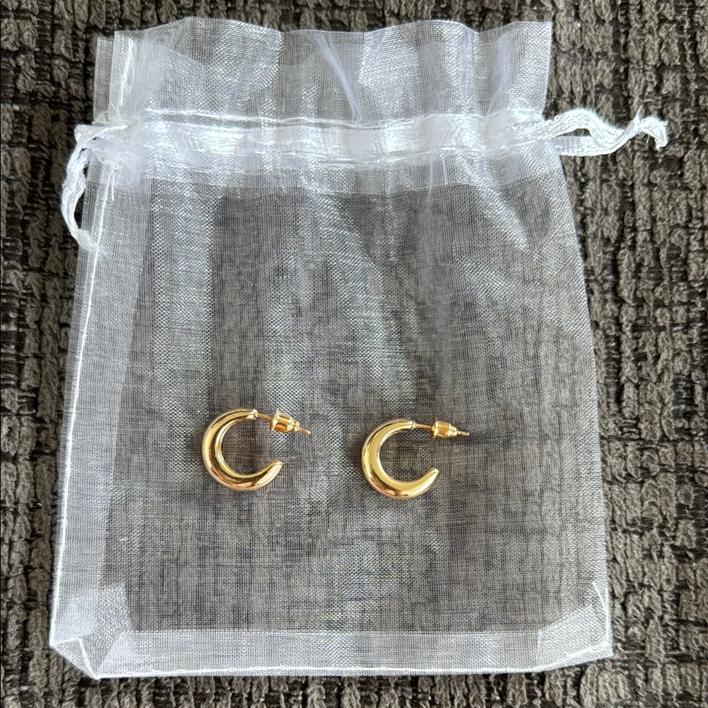 Gold Hoop Earrings Costume Jewelry Pushback New Unused